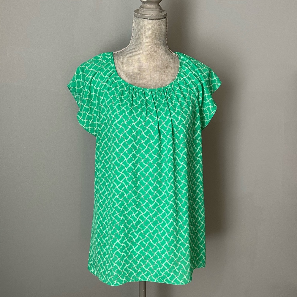 Banana Republic Bright Green Loose Flow-y Blouse with Open Back, sz 14